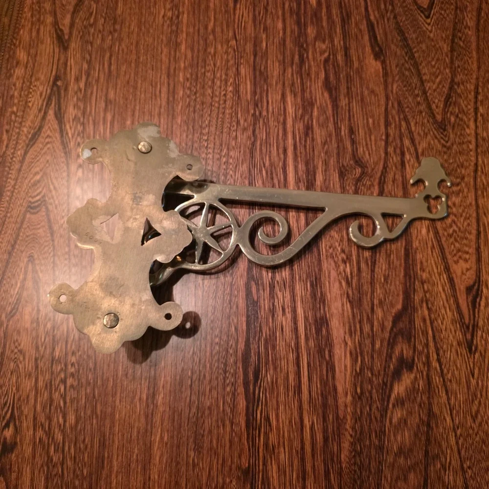 Virginia Metalcrafters Brass Swinging Plant Hanger Bracket Scroll Wheel RARE